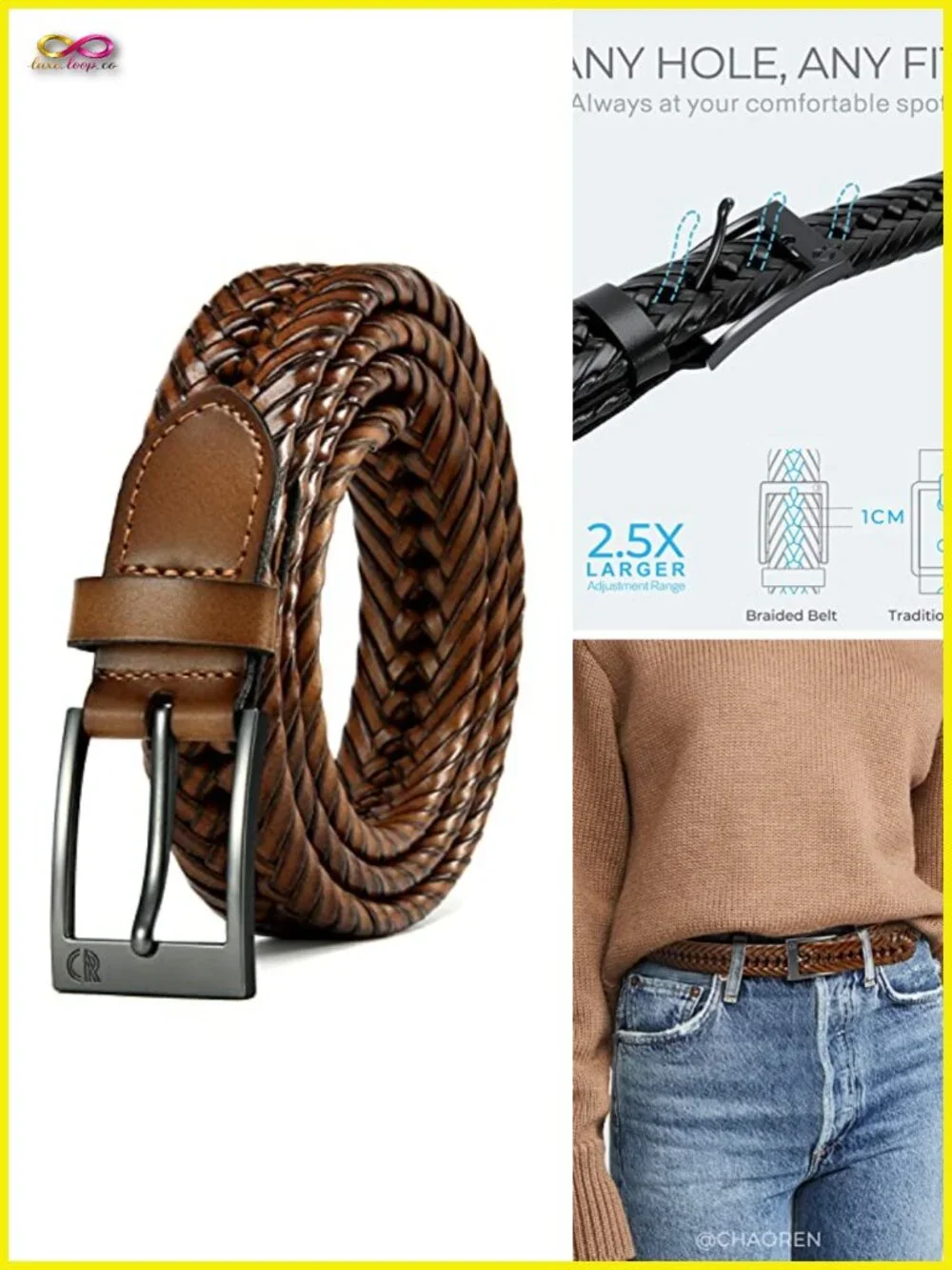 Handcrafted Woven Leather Belt - 1 1/8